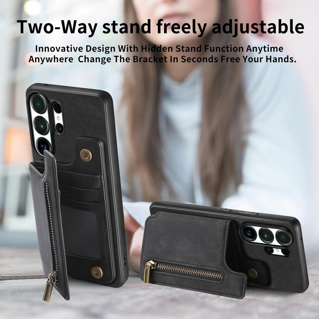 Zipper Leather Back Case for Samsung Galaxy S26 Ultra S24 S23 FE S22 S21 S25 Ultra S26 Plus S25 5G Walet with Card Holder Cover