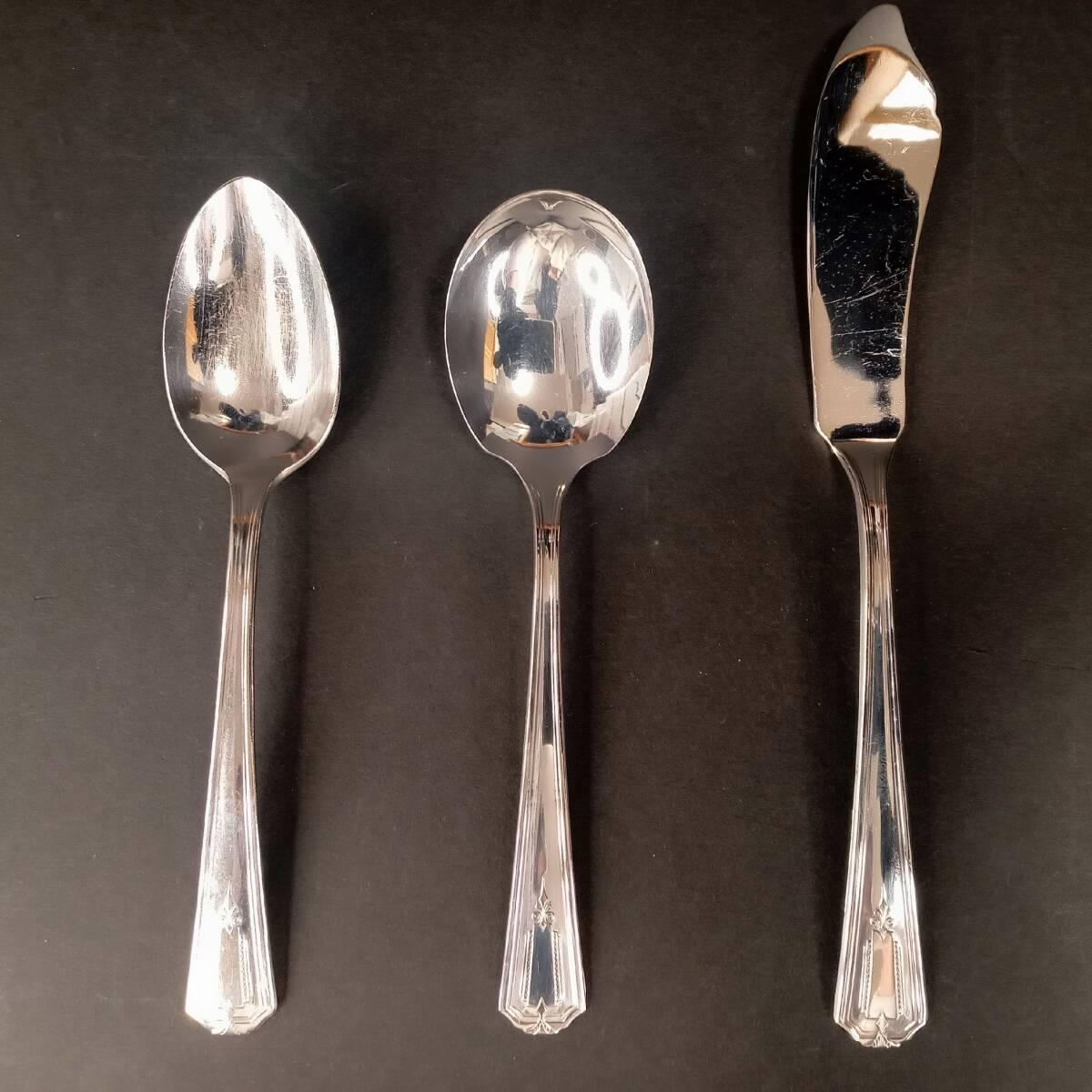 Used [AIKU-YA] Art Deco WM ROGERS Cutlery 1935 SHELTON Silver PL 3 Piece American Shelton