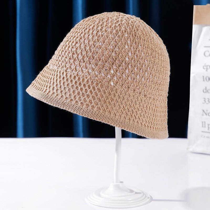 Chapeau seau femme été japonais lavabo chapeau protection solaire chapeau anti-UV version coréenne creux respirant tissé chapeau seau paille