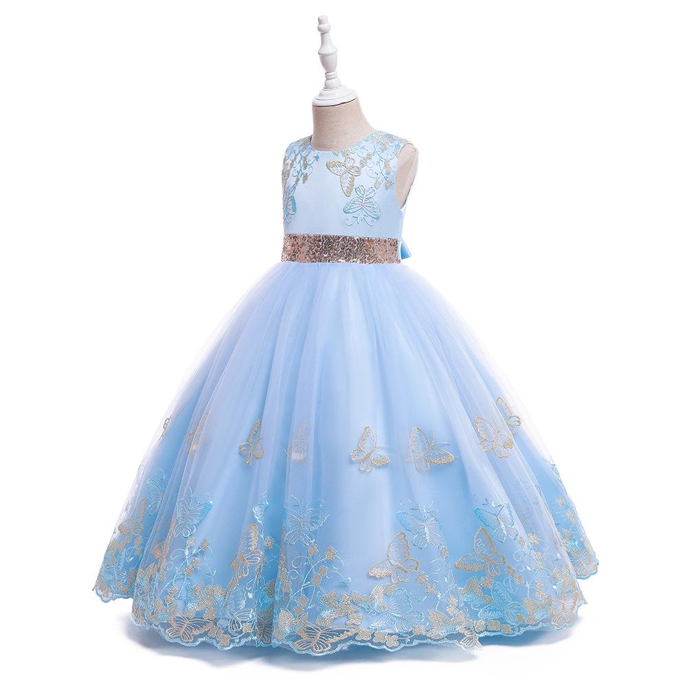 Dziewczęca sukienka formalna w stylu europejskim i amerykańskim, sukienka księżniczki na występy, długa suknia wieczorowa, na urodziny i wybieg.