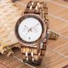 Stílusos Retro Férfi Kvarc Vízálló Fa Karóra Acél és Fa Kialakítással