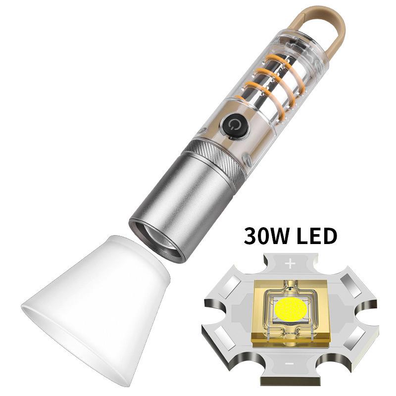 New White Laser Bright Flashlight P50 Outdoor Camping Multi-function Hook Rechargeable Atmosphere Camping Lamp Portable Lighting