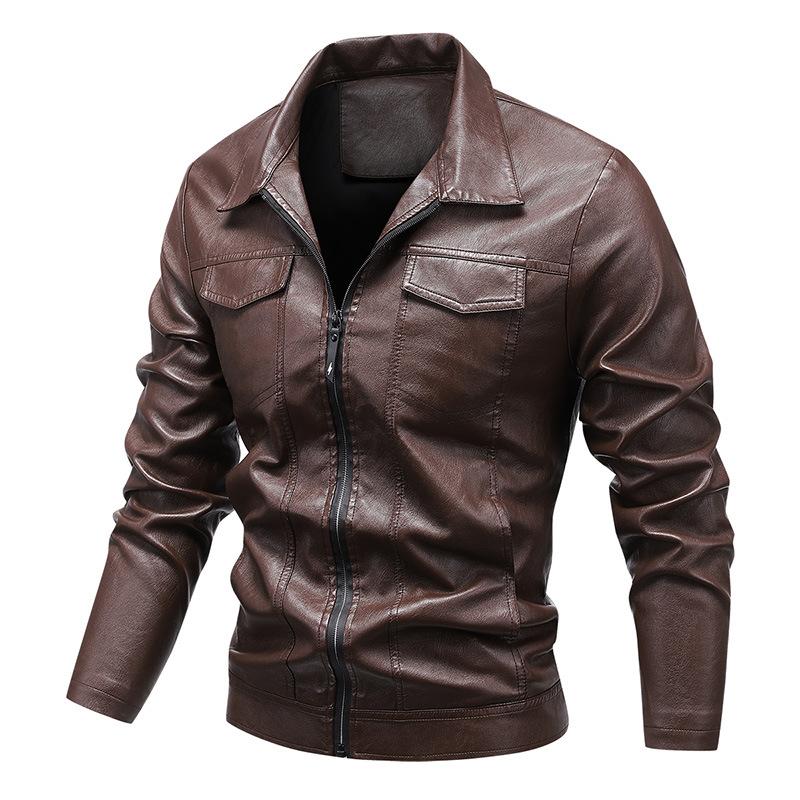 

Leather Jacket Men s Douyin Same Style PU New Fashion Leather Jacket 4XL