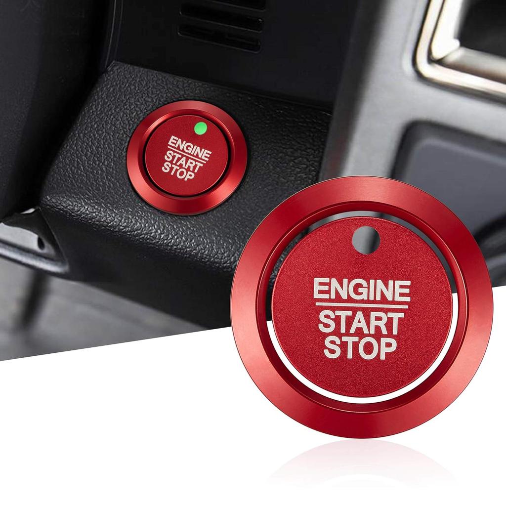 TOMALL Aluminum Engine Start Stop Push Button Cover Trim Compatible with Ford F-150 2016- Car Engine Ignition Start Button Cap Surrounding Trim Ring