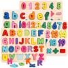 Montessori Toys Math Toys 3D Alphabet Number Wooden Puzzle Toys Baby Teaching Early Learning Educational Toys for Kids Toddler