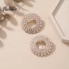 Luxury Jewelry Accessories Hollow Rhinestone Ring Brooch Pin, Bling Circle Lapel Pin Decorative with Faux Pearl, Men Women Clothing