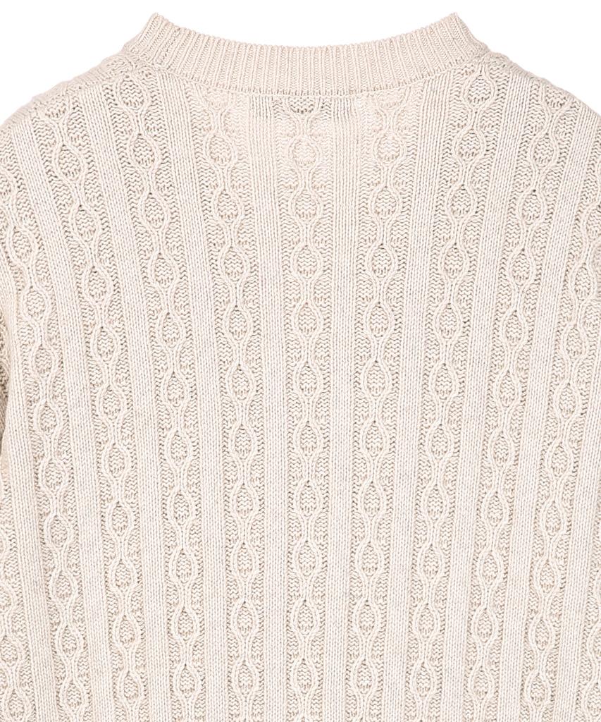 IL CORSO Wool Blend Cable Round Neck Knit Beige