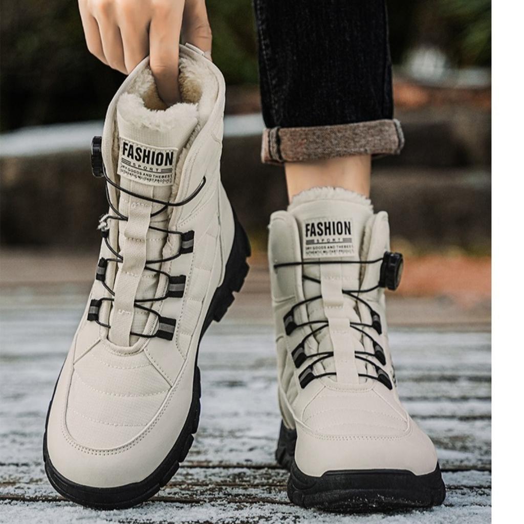 Thick Soled Shoes, Snow Boots, Plush, Thickened, Warm Shoes, Cotton Boots, Swivel Buckles, Breathable Men's Shoes