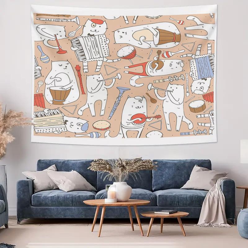 Music Tapestry Vintage Orchestra Wall Hanging Bohemian Home Decor Aesthetic Room Decor Festival Backdrop Musical Gift Wall Art