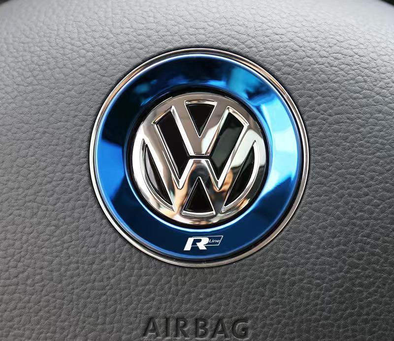 2025 Hot 1Pcs Car Steering Wheel Stickers Decorative Emblem For Volkswagen VW R-line GTI R Polo Golf Touareg Passat Magotan Tigu