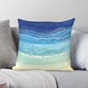 Beach Waves Blue Pillowcase Polyester Linen Velvet Pattern Zip Decorative Room Cushion Cover