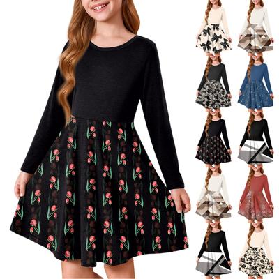 Sommer-Prinzessinenkleid für Mädchen - Langärmeliges A-Linien-T-Shirt-Kleid