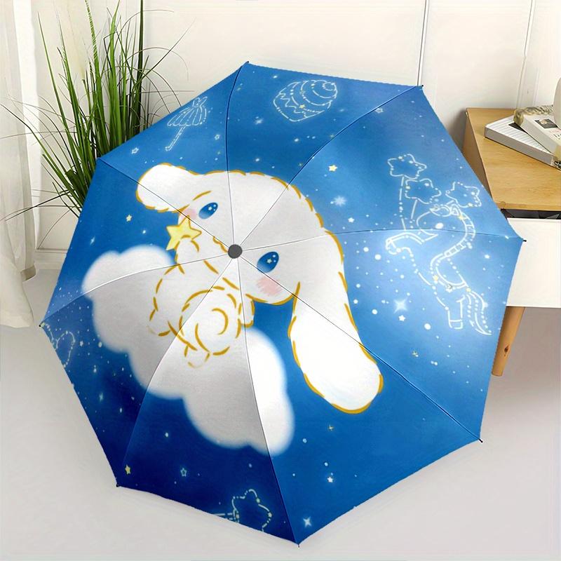 1pc Good Night Cinnamoroll Sanrio Pattern Automatic 3-Fold Umbrella, 8 Iron Frames, High-Value Folding Umbrella, Suitable for Office, Travel and Outdo