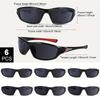 6 Pairs of Men's Fashionable Surround Style Sunglasses Durable Collision Resistant and Impact Resistant