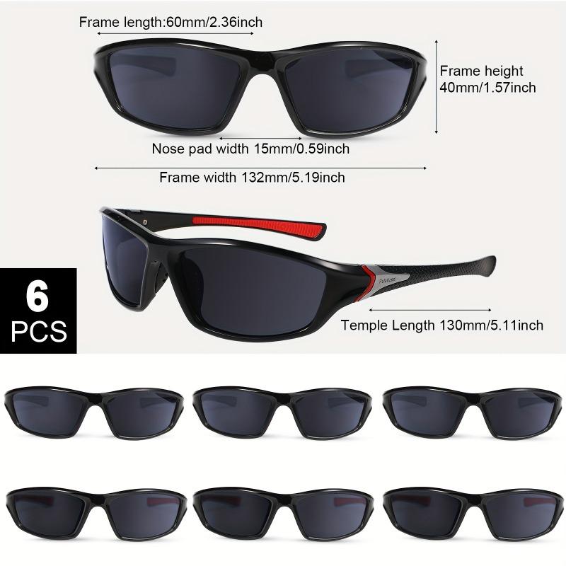6 Pairs of Men's Fashionable Surround Style Sunglasses Durable Collision Resistant and Impact Resistant