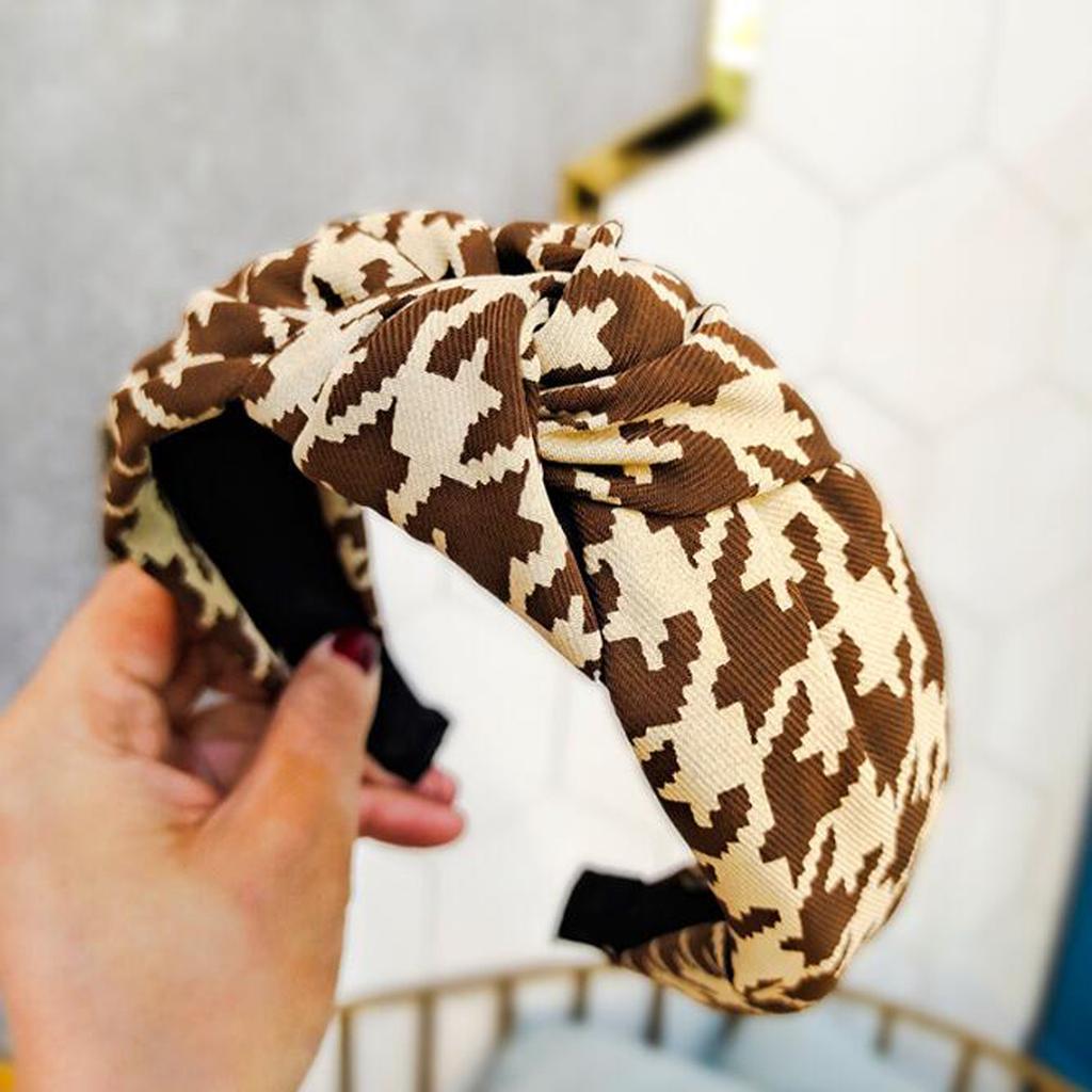 PROLY New Fashion Women Headband Wide Side Classic Thousand-bird Hairband Center Knot Turban Adult Hair Accessories