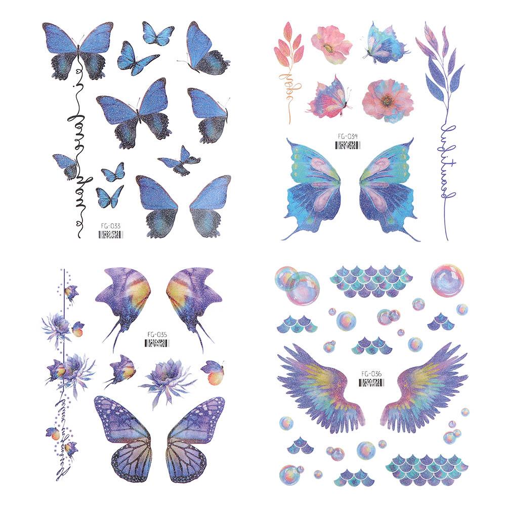 Wrist Neck Butterfly Tattoo Stickers Wings Fake Tattoo Temporary Tattoos Flowers Tattoo Stickers