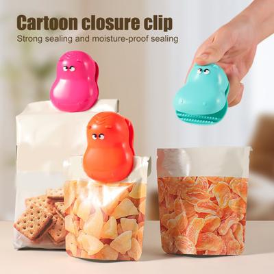Hippo Magnetic Bag Clips Reusable Plastic Sealing Clips for Kitchen Snack Bags Creative Fridge Magnets for Food Storage