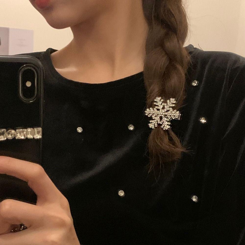 Strass-Schneeflocken-Haarnadel Silberne Weihnachts-Haarspange Vintage Mädchen