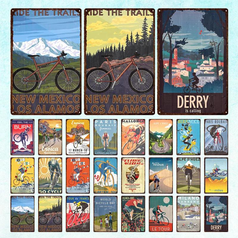 Mountain Bike Vintage Poster Landscape Metal Plate Plaque Wall Decor Iron Retro Posters Man Cave Bar Club Decoration Artwork