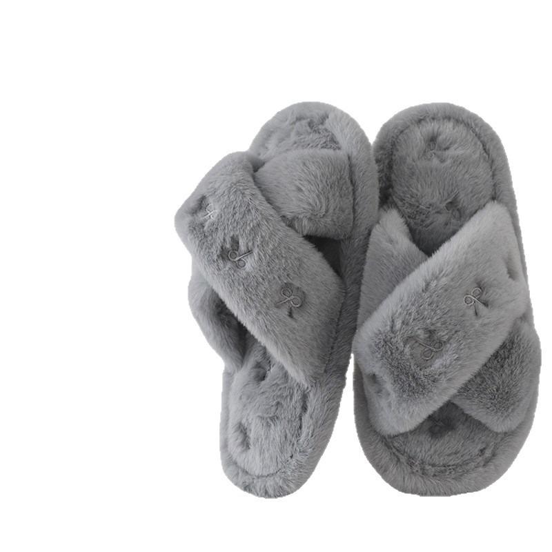 New Autumn and Winter Indoor Home Butterfly Cross Versatile Skin-friendly Elegant Gentle Fluffy Slippers