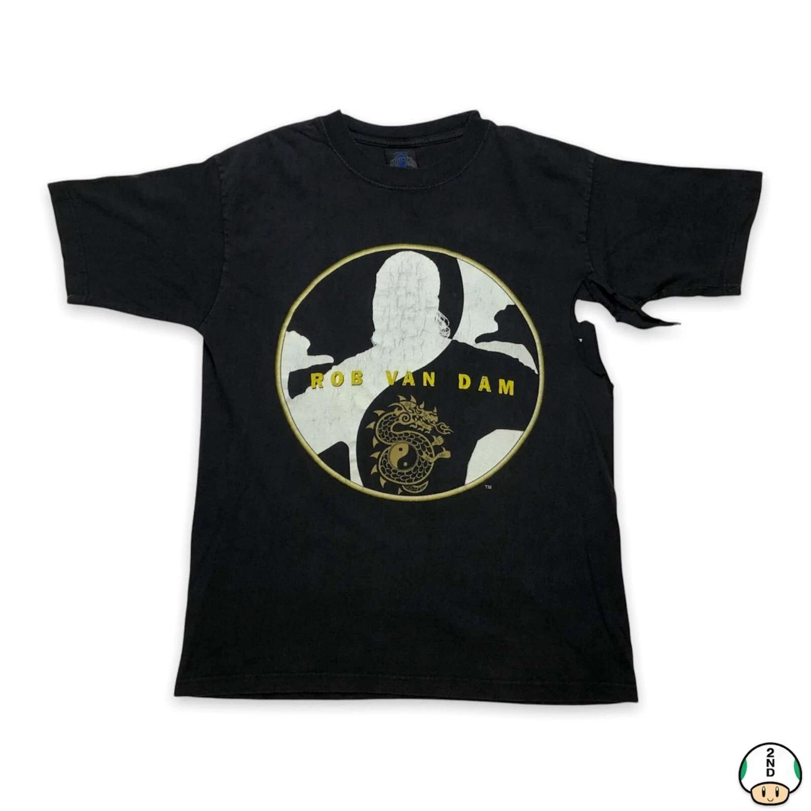 

Vintage 2002 WWF Rob Van Damme T Shirt Mens Small Black Distressed Faded Tee S