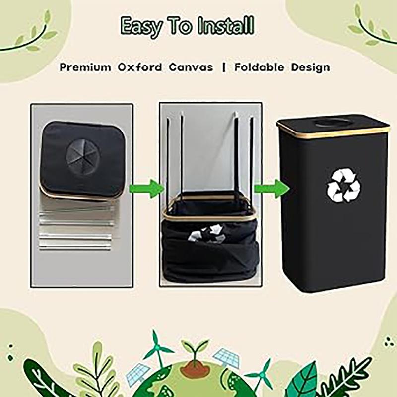 Foldable and Detachable Storage Basket with Eco-friendly Bamboo Lid