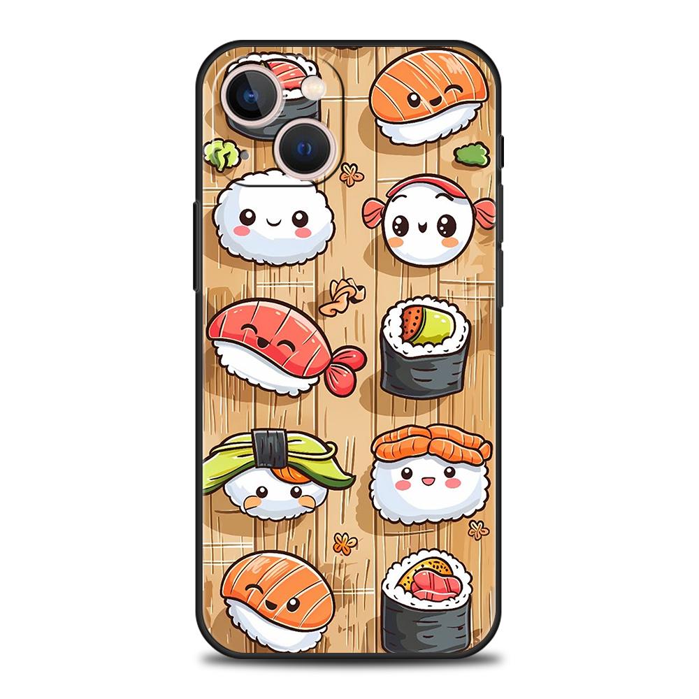 Luxury TPU Soft Phone Case For iPhone 17 Air 16E 16 11 15 14 Pro MAX 12 13 7 8 Plus X XR XS SE 2022 Cover Cute Cartoon Sushi
