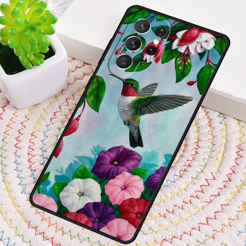Hummingbird print Silicone Phone Case For Samsung Galaxy note 10 pro S26 S25 S24 S23 S22 S21 Plus S25Ultra Capa Cover