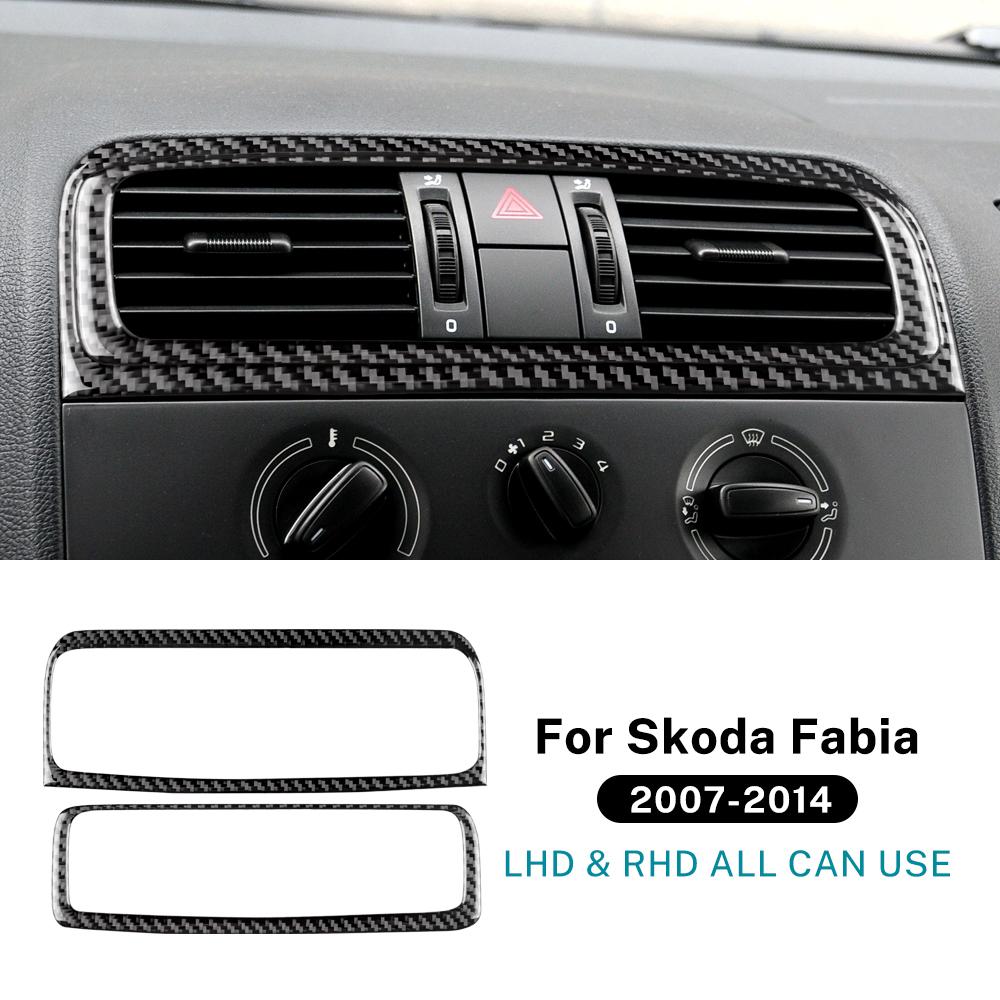 Real Soft Carbon Fiber Sticker For Skoda Fabia 2 MK2 5J 2007 2008 2009 2010 2011 2012 2013 2014 Car Central Control Air Outlet