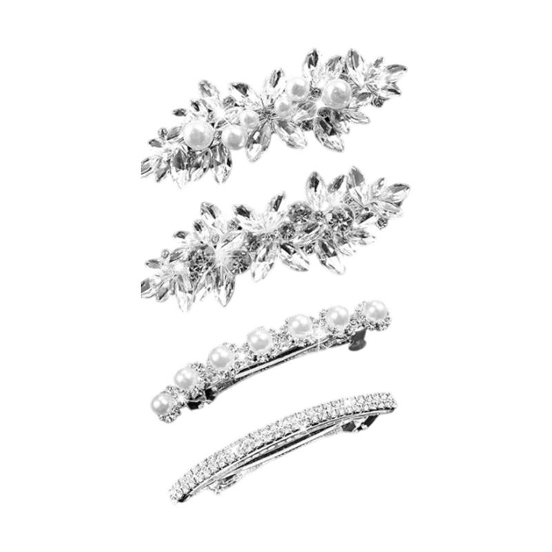 Sparkling Rhinestones Bride Hair Clip Wedding Hair Pin Spring Barrette Hair Ornament for Bride Ceremony Photography Wear