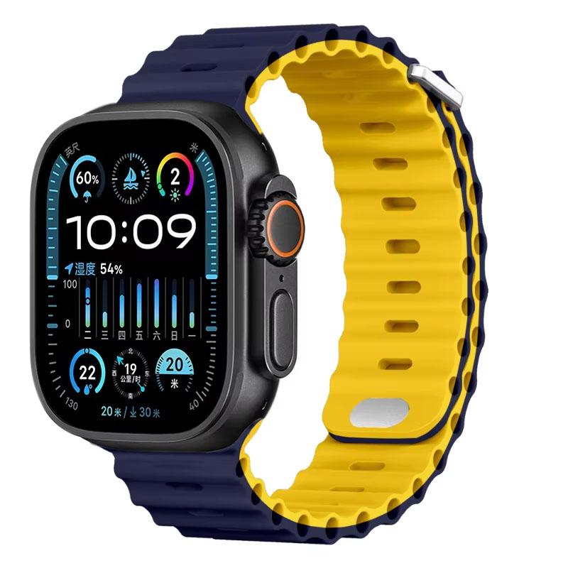 Silicone Ocean Strap For Apple Watch Band Ultra 3/2 49mm 46mm 45mm 42mm 44mm 41mm Sports Bracelet iWatch 11 10 9 8 7 6 5 SE band