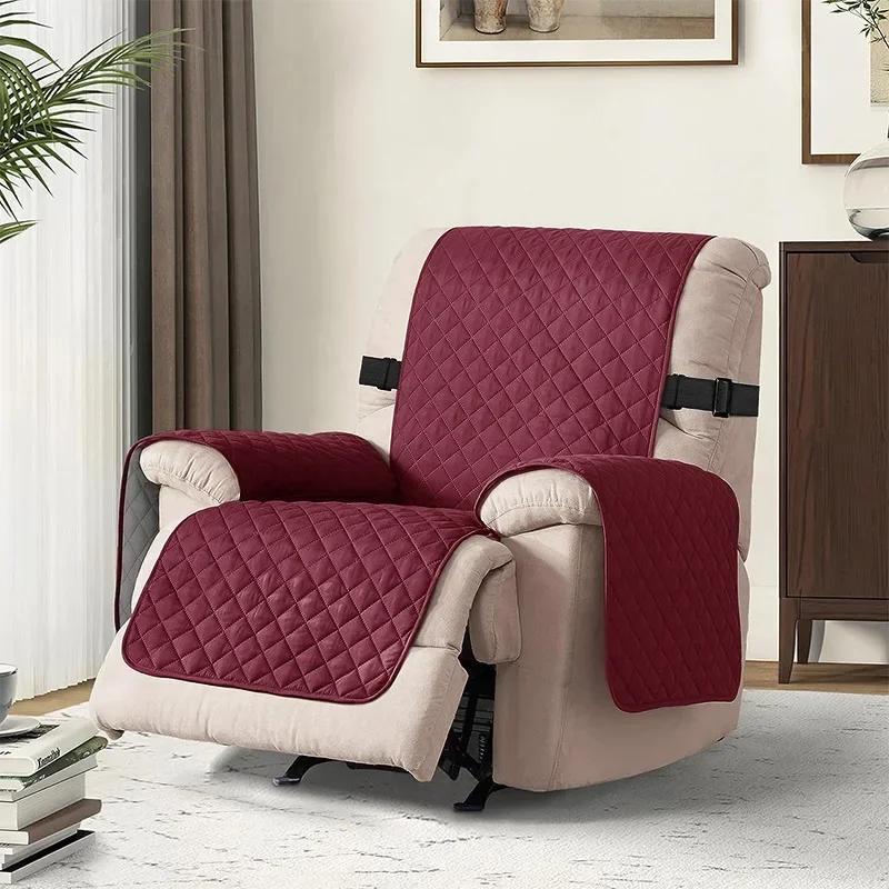1pc Recliner Chair Cover Solid Color Non-slip Pet Cat Seat Slipcover Four Season Universal Lazy Boy Relax Armchair Cover Home
