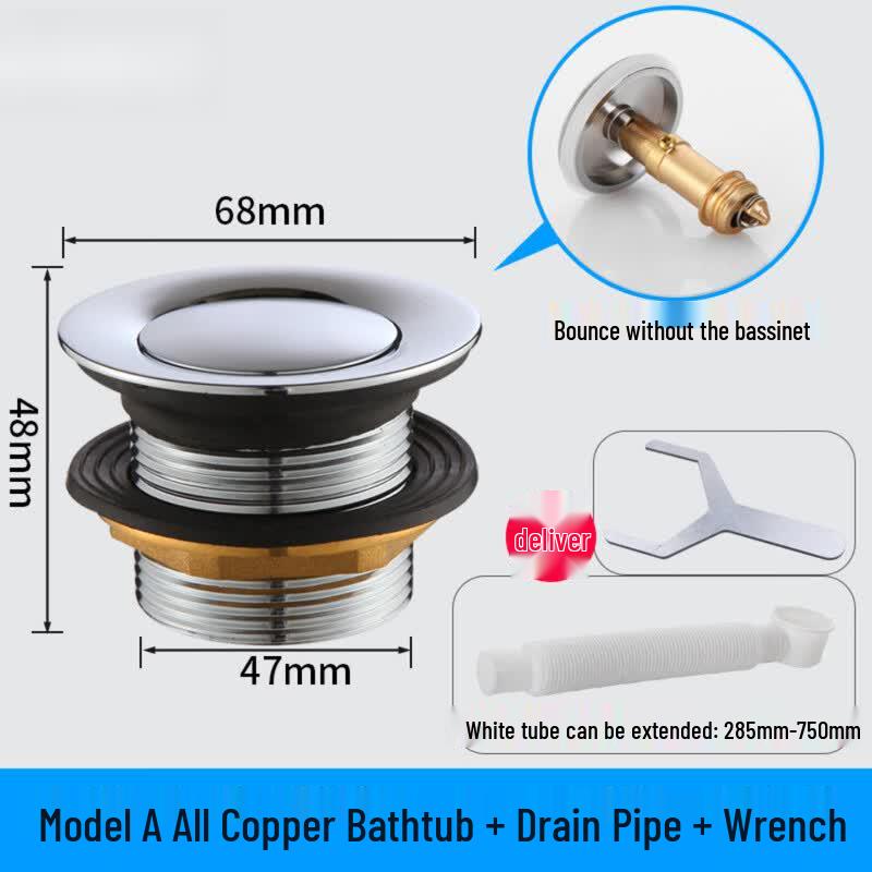 JINGSHU All-Copper Pop-Up Bathtub & Shower Drainer