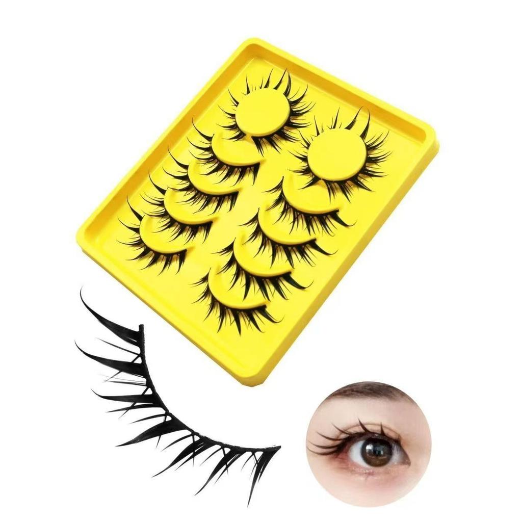 Manga Wet Tip Little Devil False Eyelashes - Black Stem, Dense Strip for a Natural, Photogenic Look