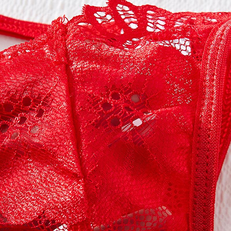 European, American and Dongfeng Sexy Seduction Lace Embroidery Sexy Underwear Red Suspender Sex Bra Underwear Set