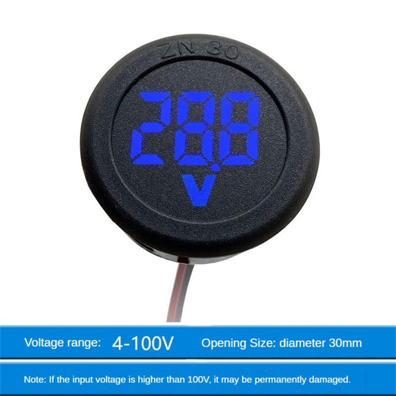 Digital Voltmeters LED Digital Display Round Two-wire DC Car Voltage Current Meter Volt Detector Tester Monitor Panel Instrument
