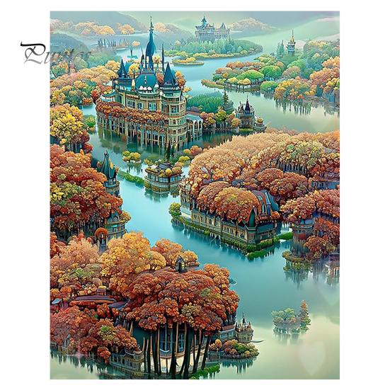 

1 комплект алмазной живописи картина тонкой работы DIY пейзаж комплект алмазной живописи для украшения дома темно-зеленого