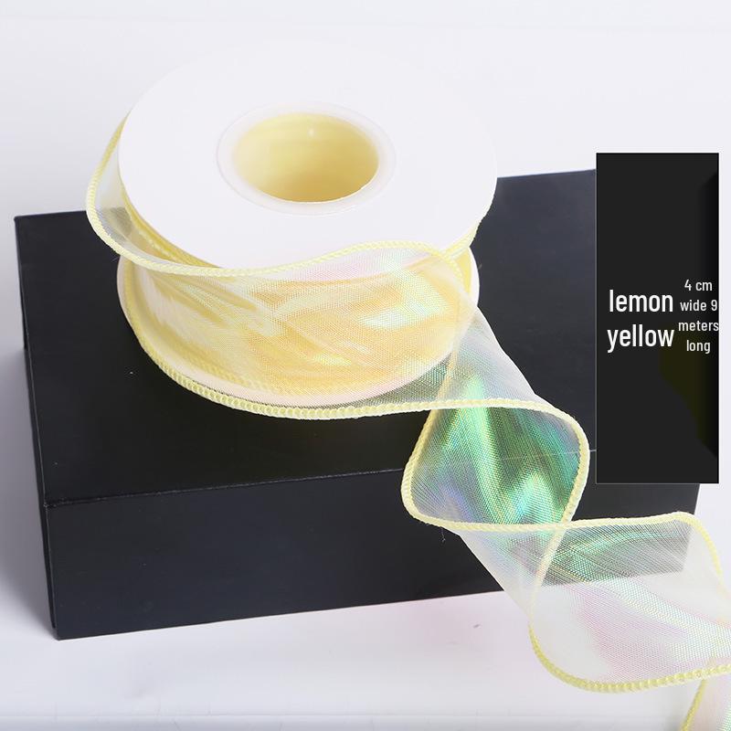 Iridescent 4cm Colorful Fishtail Yarn Ribbon for DIY Flower Gift Box Packaging