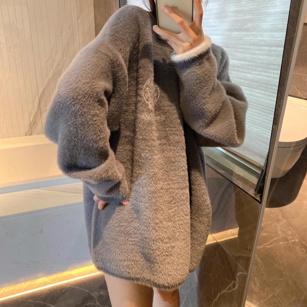 Faux Mink Plush Loose Pullover for Autumn and Winter