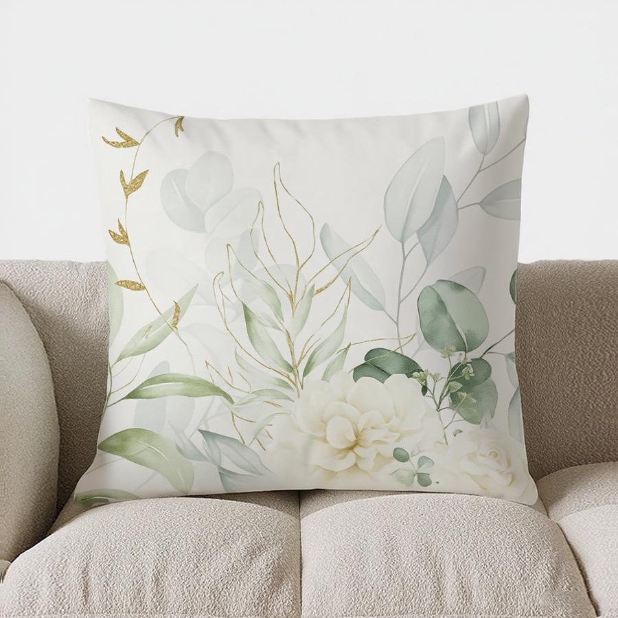 Home Decor Floral Greenery Eucalyptus Pillow For Home Pattern Cushion Cover Suitable For Sofa Bedroom Car Pillow Cover