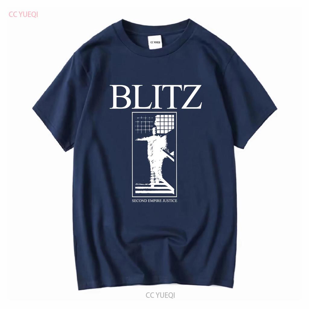 Blitz Second Empire Justice T Shirt rock band TE3531 vintage Washed Top For Everyday Wear Soft Versatile Casual fashion