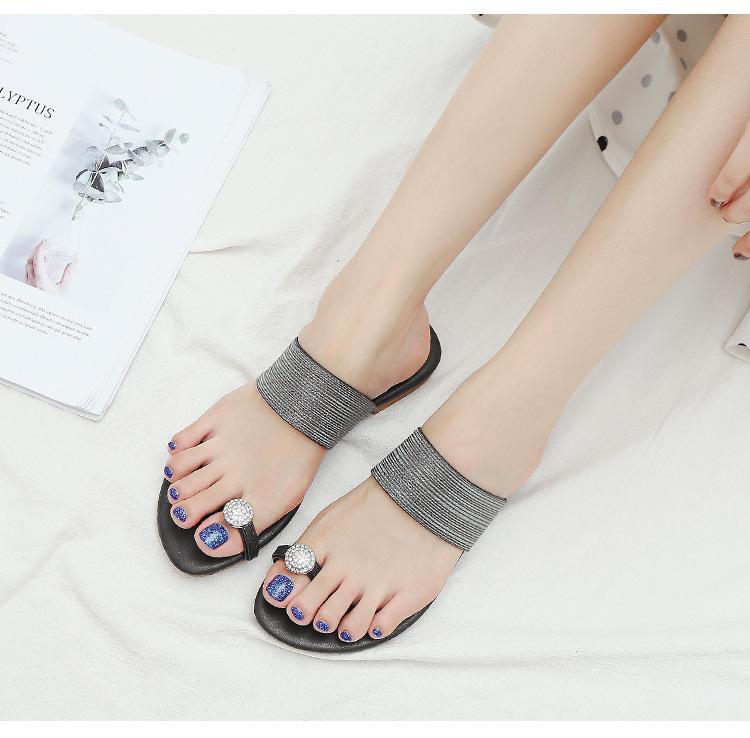 2025 Women's Rhinestone Slides: Comfortable Plus Size Flat Sandals with Soft Sole for Casual Beach Outfits