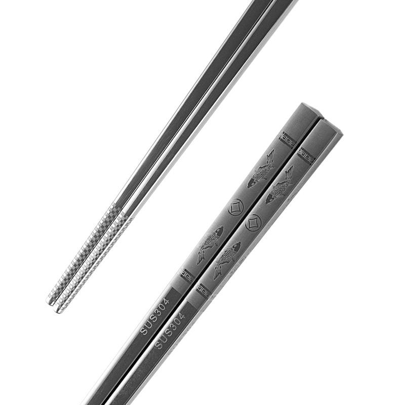 Year of the Dragon Non-slip Stainless Steel Chopsticks with Fu Character