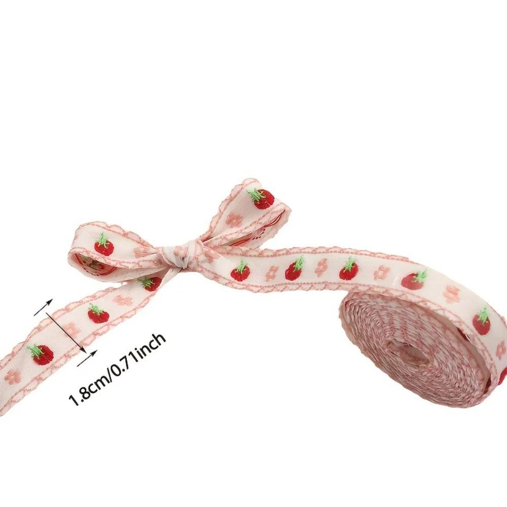 Neues 5 Yards Jacquardband 12-18 mm Breite Erdbeermuster Stickband DIY Handgemachtes Verpackungsband Geschenkpapier