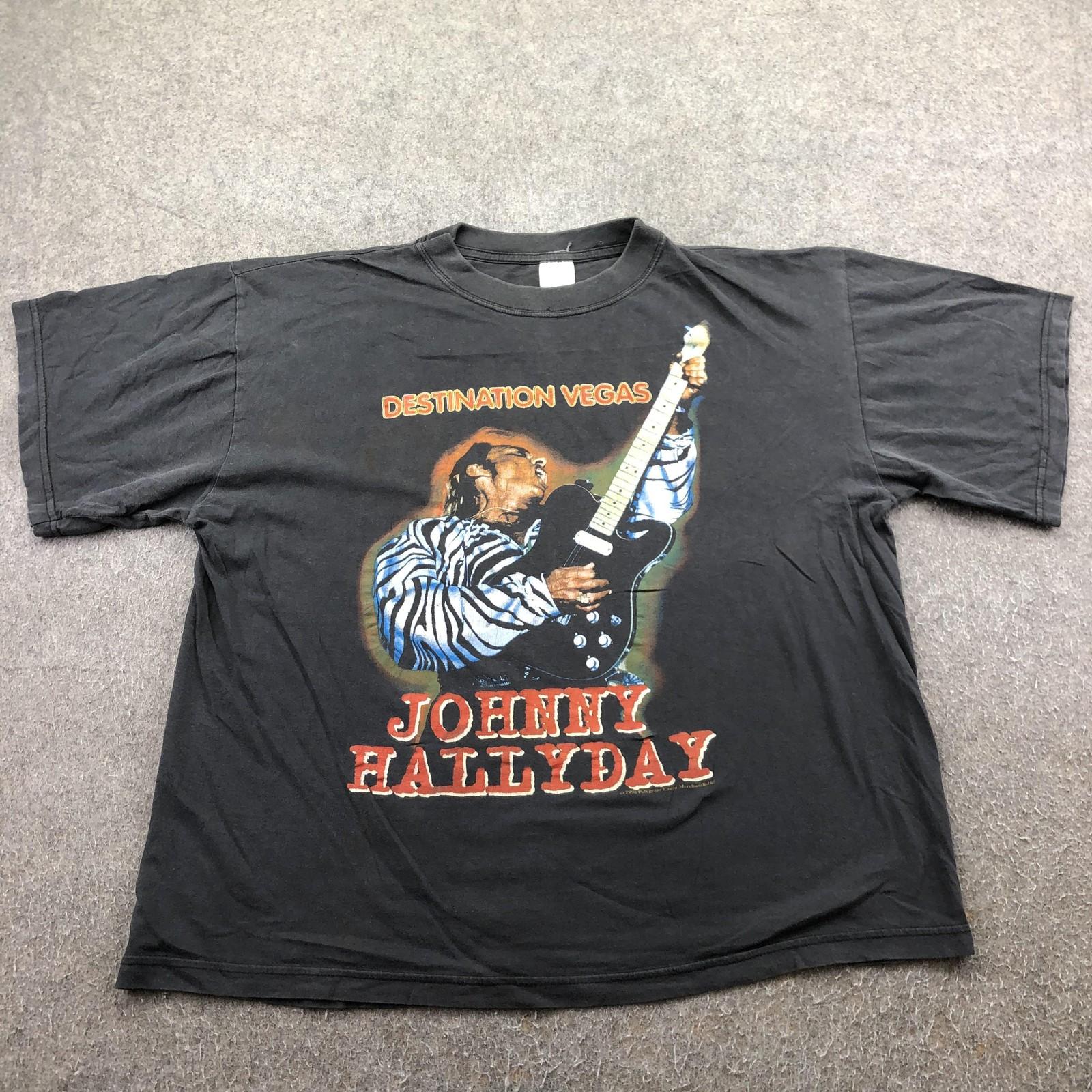 Vintage Johnny Hallyday Shirt Mens XL Black Destination Vegas PolyGram Tee 1996 Unisex T-Shirt XXL