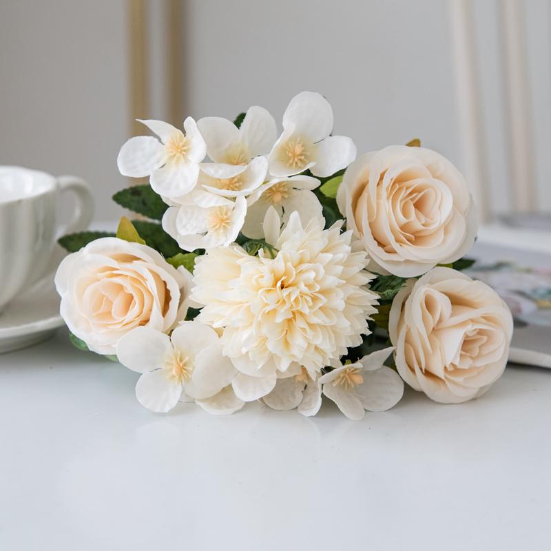 

Artificial Flowers Rose Chrysanthemum Silk Bridal Bouquet Wedding Outdoor Arch Festival Home Room Vase Table Diy Gift Decoration 1pc