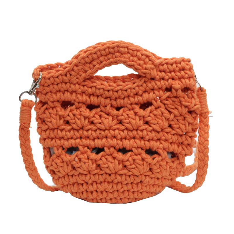 

Жіноча літня універсальна солом’яна сумка 2024, нова плетена сумка-відро, пляжна сумка для відпустки на березі моря. помаранчевий