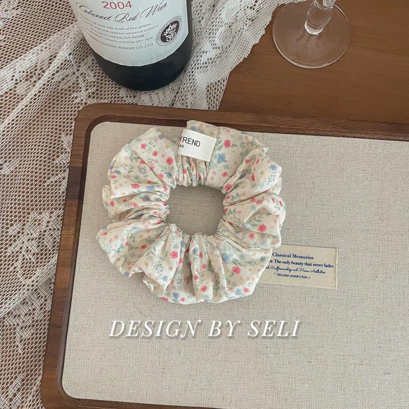 Rose Souffle Floral Polka Dot French Lace Scrunchie Korean Style Hair Accessories