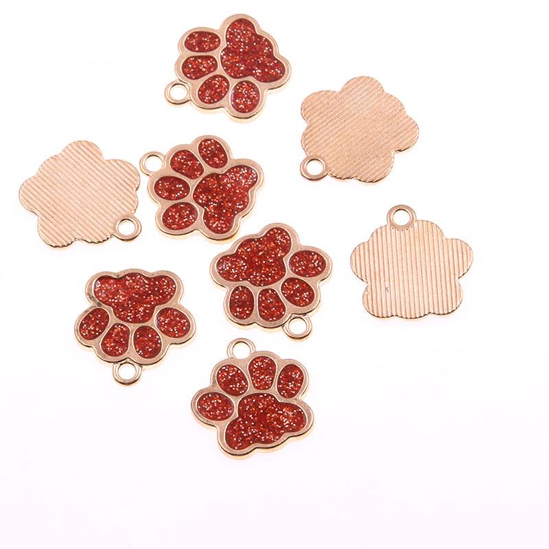 Glitter Drip Oil Cat & Dog Paw Pendant Necklace - 2 Styles, 6 Colors, 16x17mm